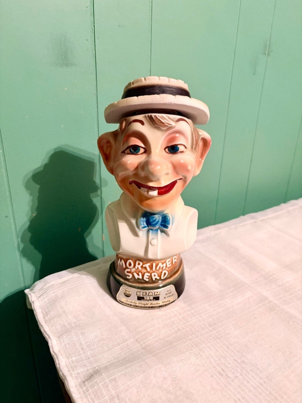 Vtg 1976 Jim Beam Mortimer Snerd Porcelain Whiskey Decanter Man Cave Collectible